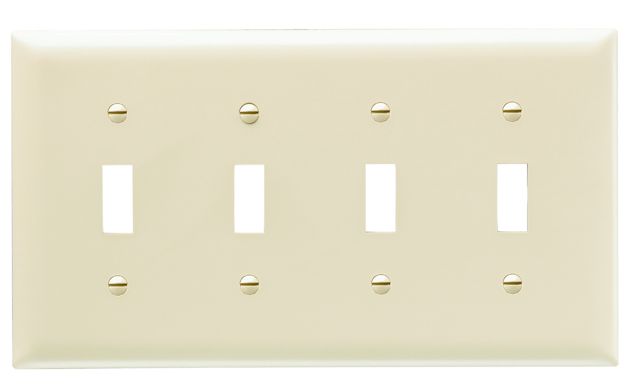 Toggle Switch Openings, Four Gang, Ivory