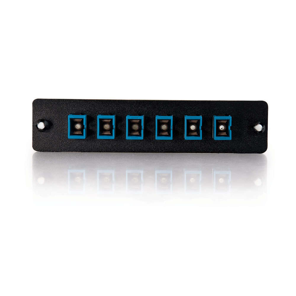 6-Strand, SC, Zirconia Insert, Single-Mode, Blue Adapter Panel
