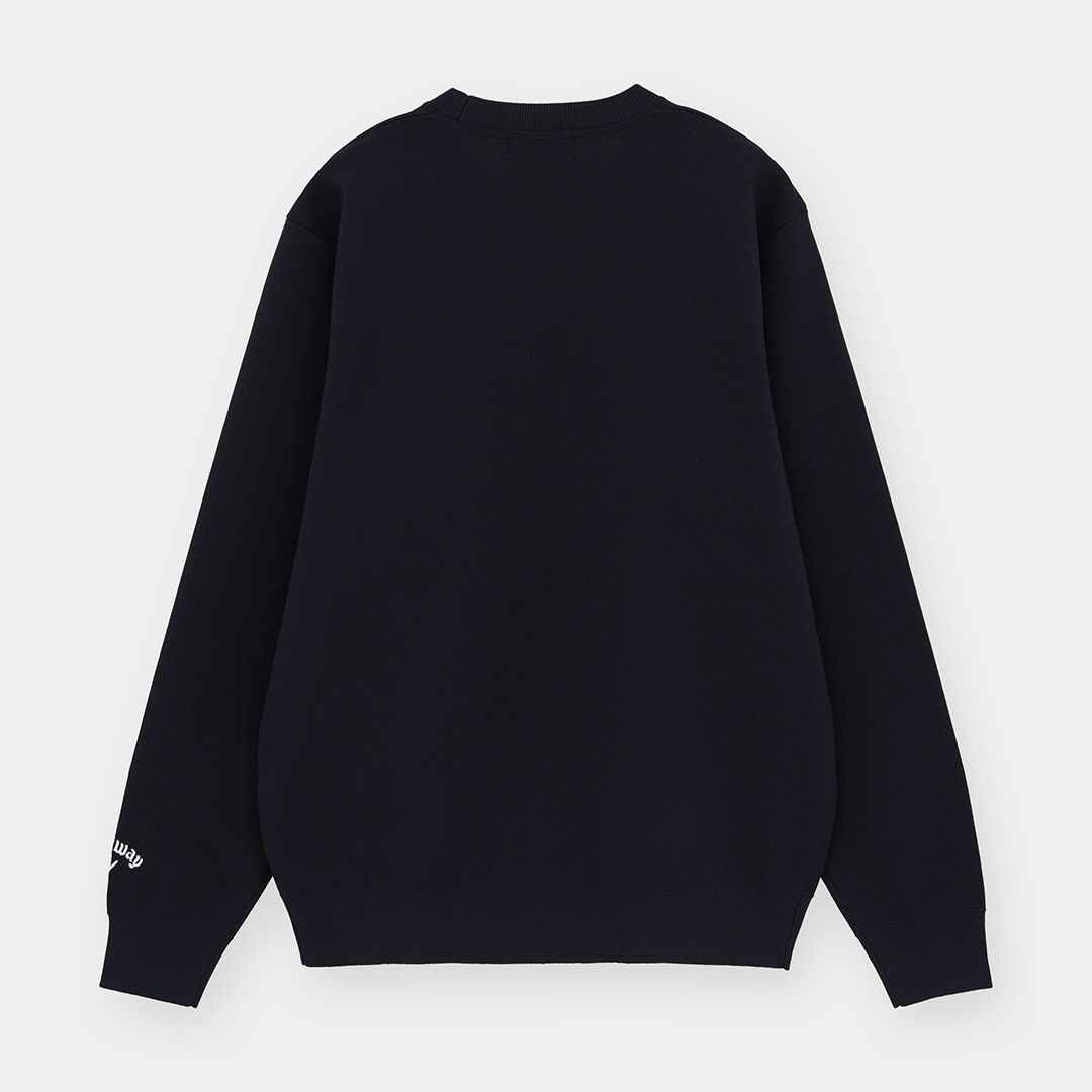 カノコ編みポリエステルクルーネックニット (MENS)