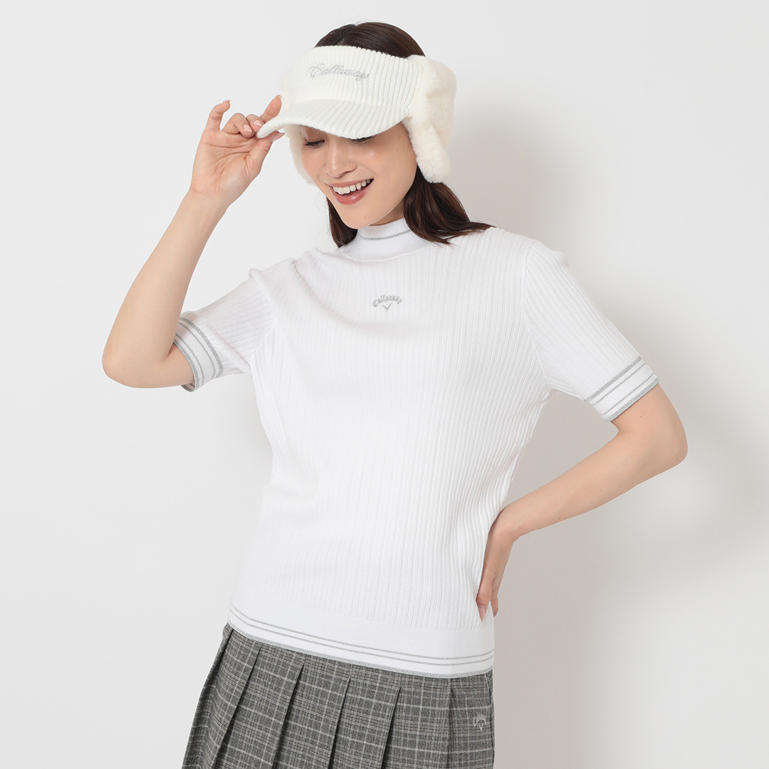 西村優菜プロ着用】半袖モックネックリブニット (WOMENS)