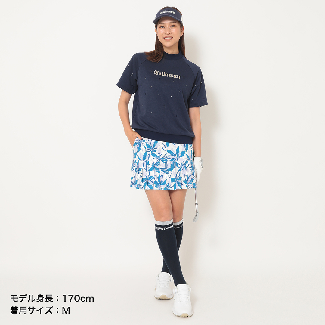 フラワープリント裾プリーツスカート (WOMENS)