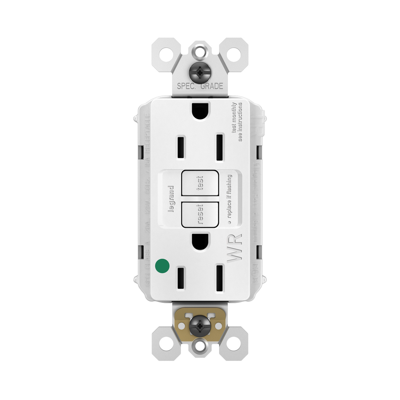 PlugTail® GFCI REC HOSP TR WR 15A W