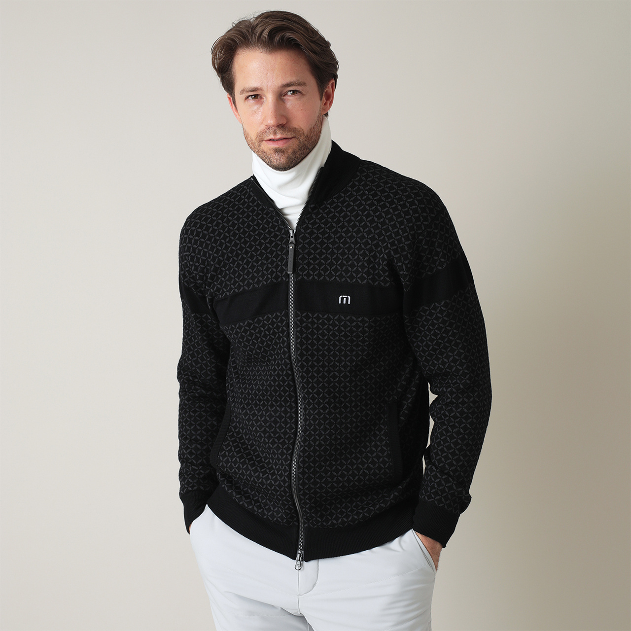 総柄 ジャカードニット ジップジャケット(MENS)