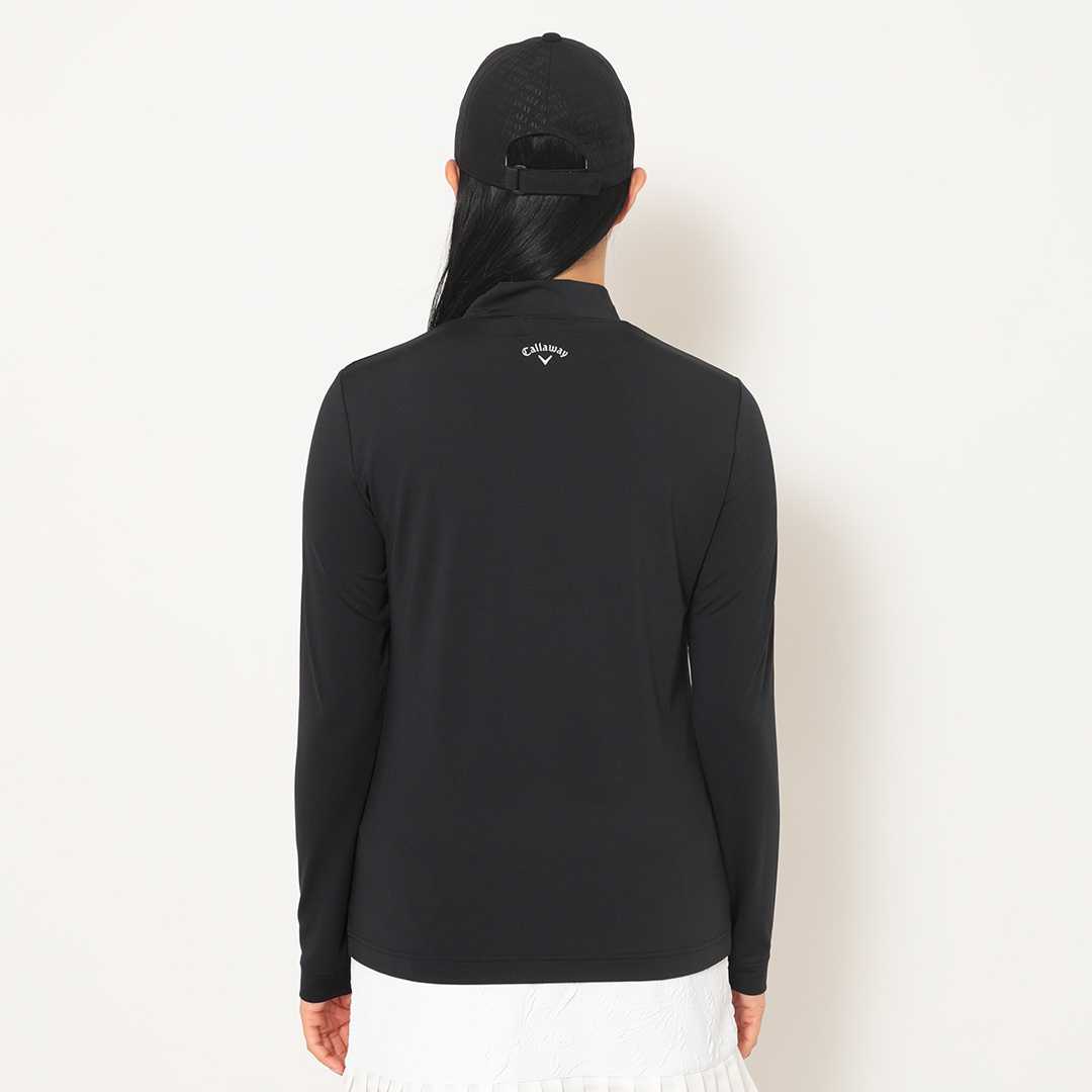 ポリエステルスムース長袖モックネックシャツ (WOMENS)