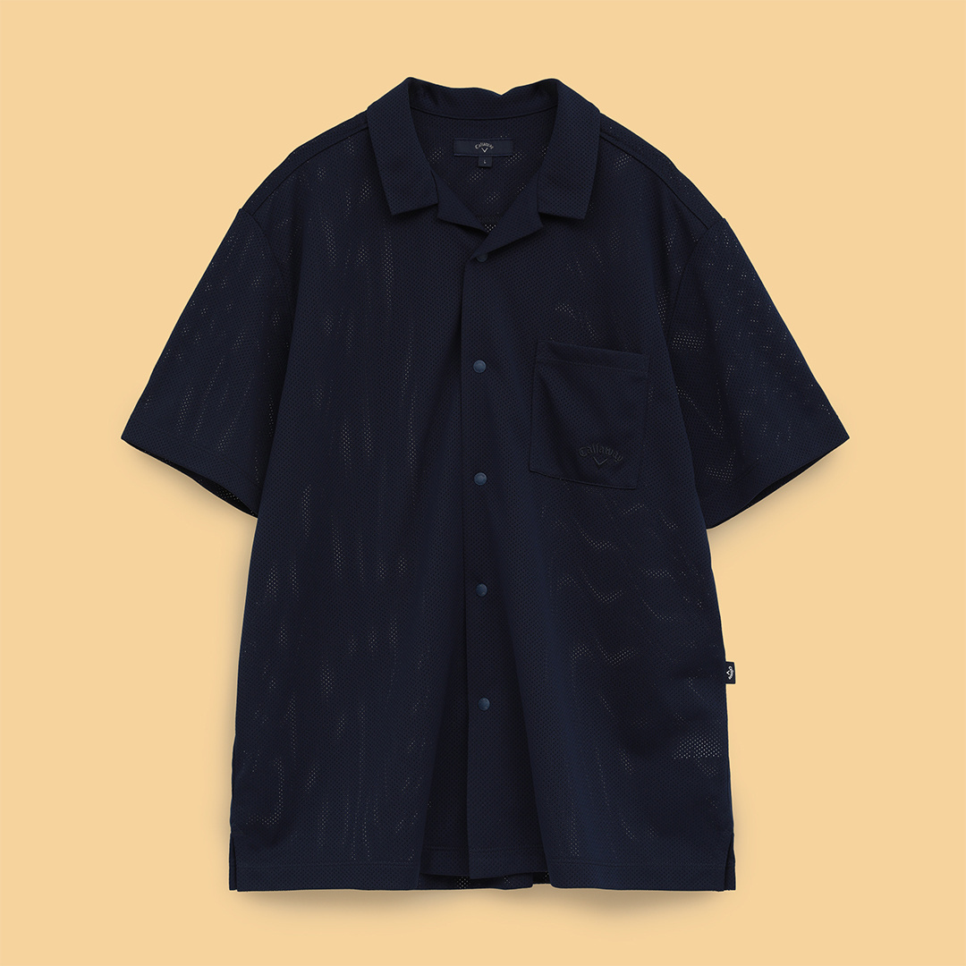かざあなメッシュ開襟シャツ ※4Lサイズあり (MENS)