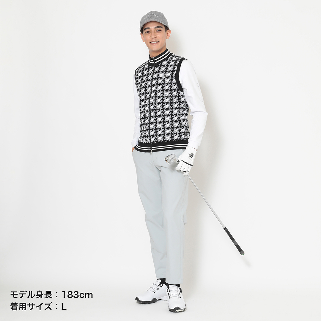 千鳥ジャカードフルジップニットベスト (MENS)