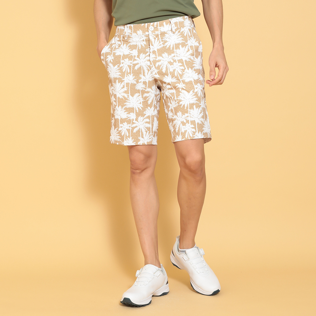 2WAYストレッチドビーヤシ柄ショートパンツ (MENS)