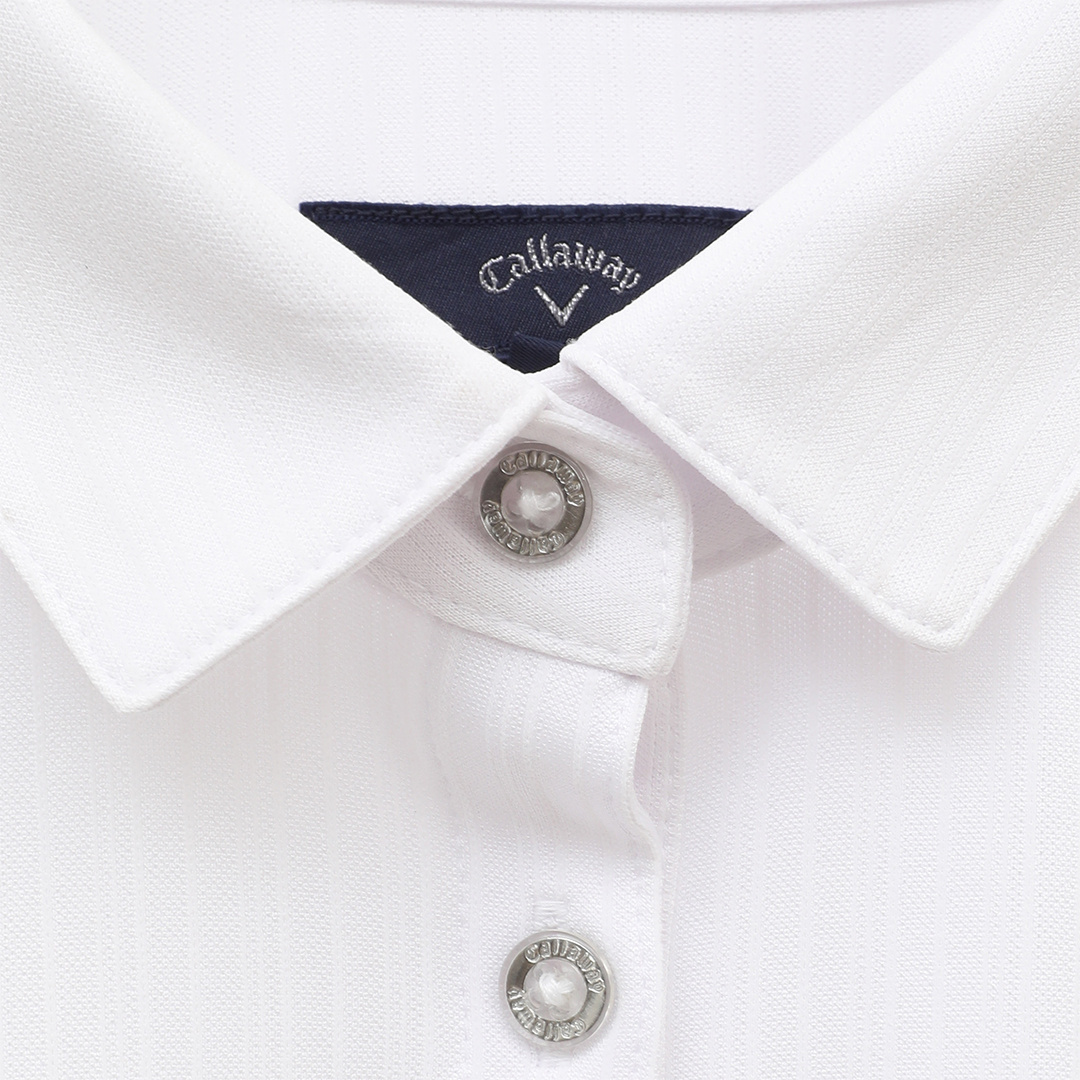 キャロウェイジグザグストライプ半袖シャツM  CALLAWAY キャロウェイ 半袖ポロシャツ ストライプ柄 ネイビー系