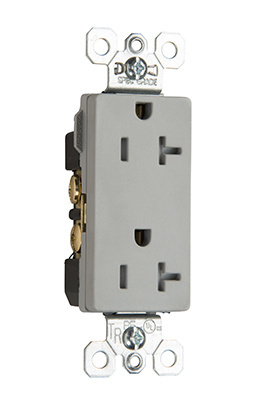 Tamper-Resistant Decorator Spec Grade Receptacle,Side Wire Only, 20A, 125V, Gray