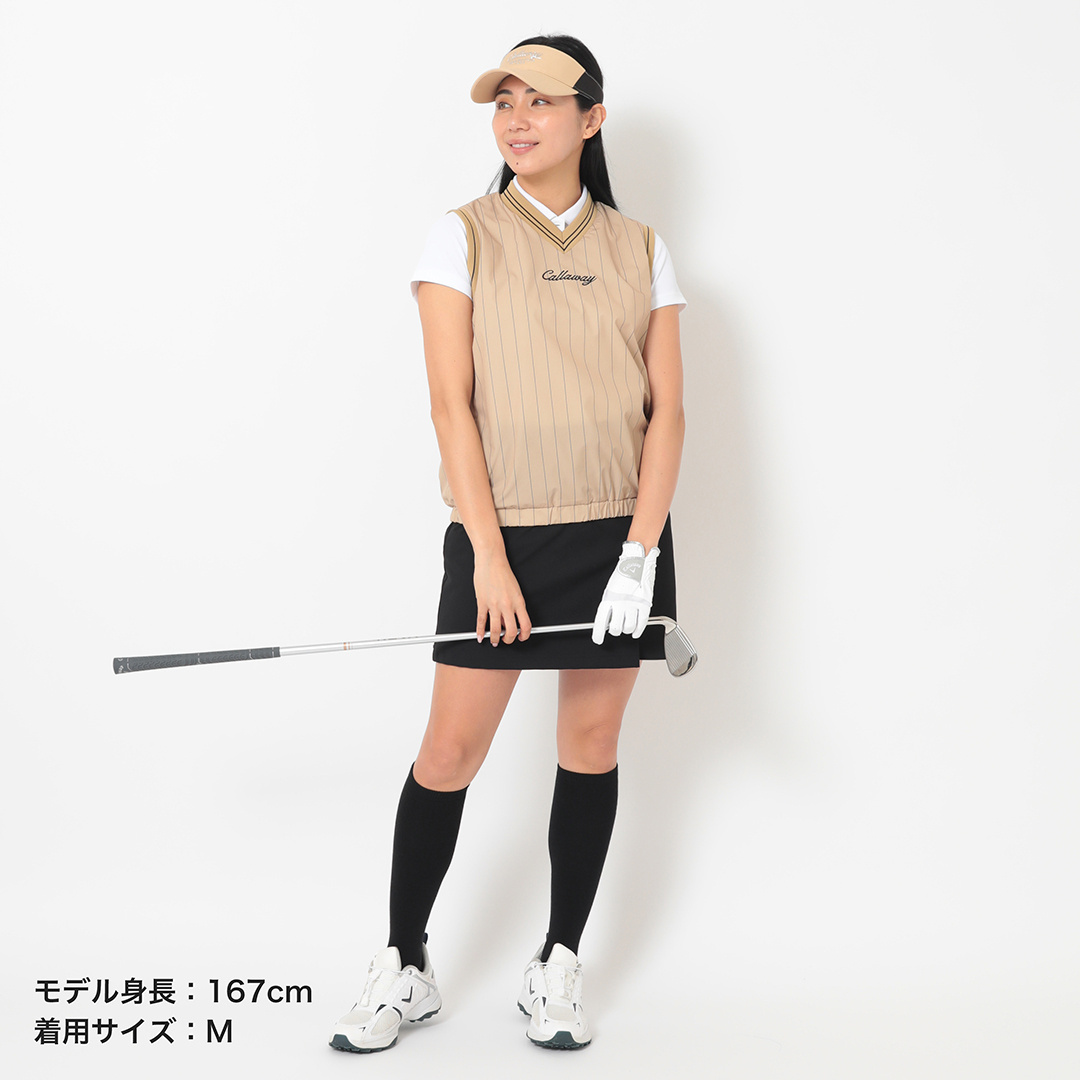 8WAYストレッチストライプVネックプルオーバーベスト (WOMENS)