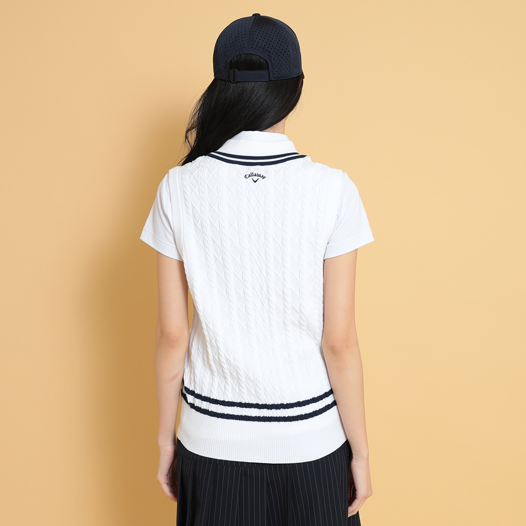 Vネックケーブルニットベスト (WOMENS)