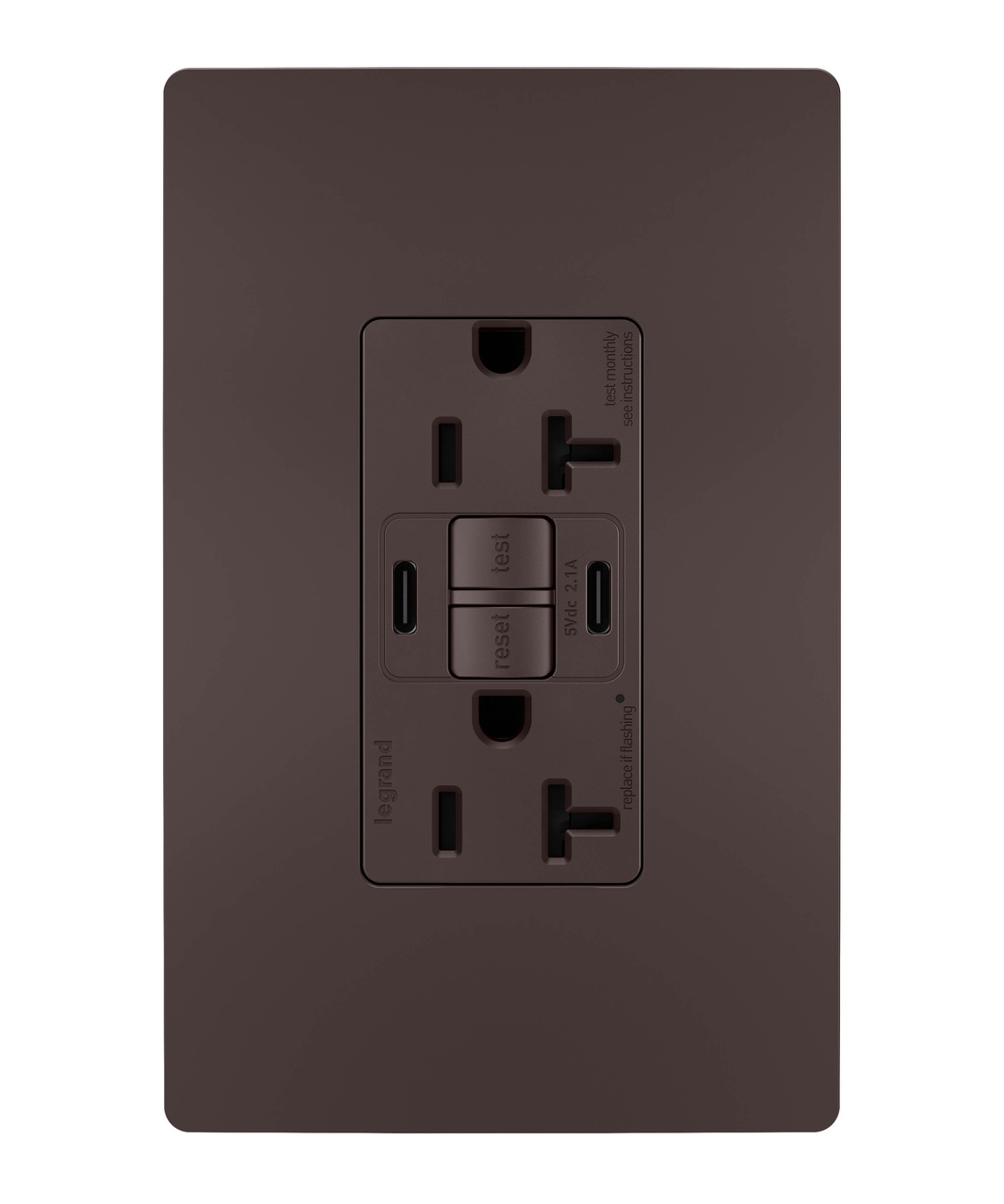 radiant Collection 20 amp GFCI USB Type C/C Outlet in Dark Bronze