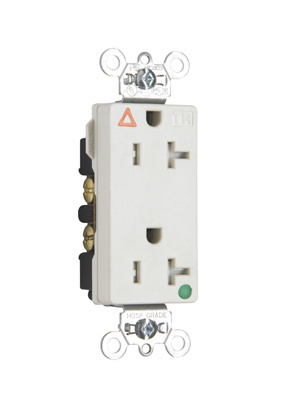 Tamper-Resistant Isolated Ground Decorator Hospital Grade Receptacle, Back and Side Wire, 20A, 125V, Light Almond
