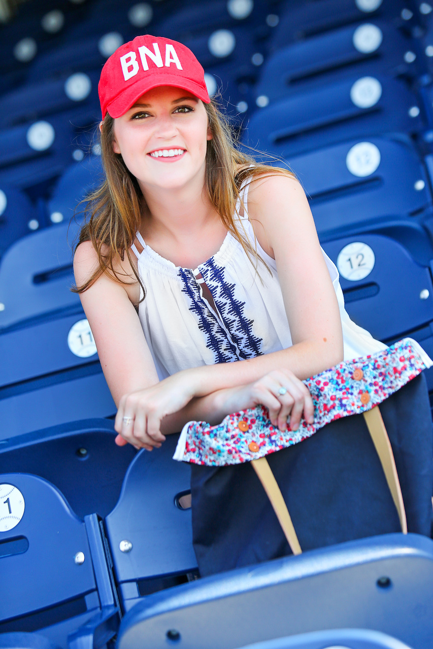 A BNA ball-cap completes Caroline's cute summer look. A BNA ball-cap completes Caroline's cute summer look.