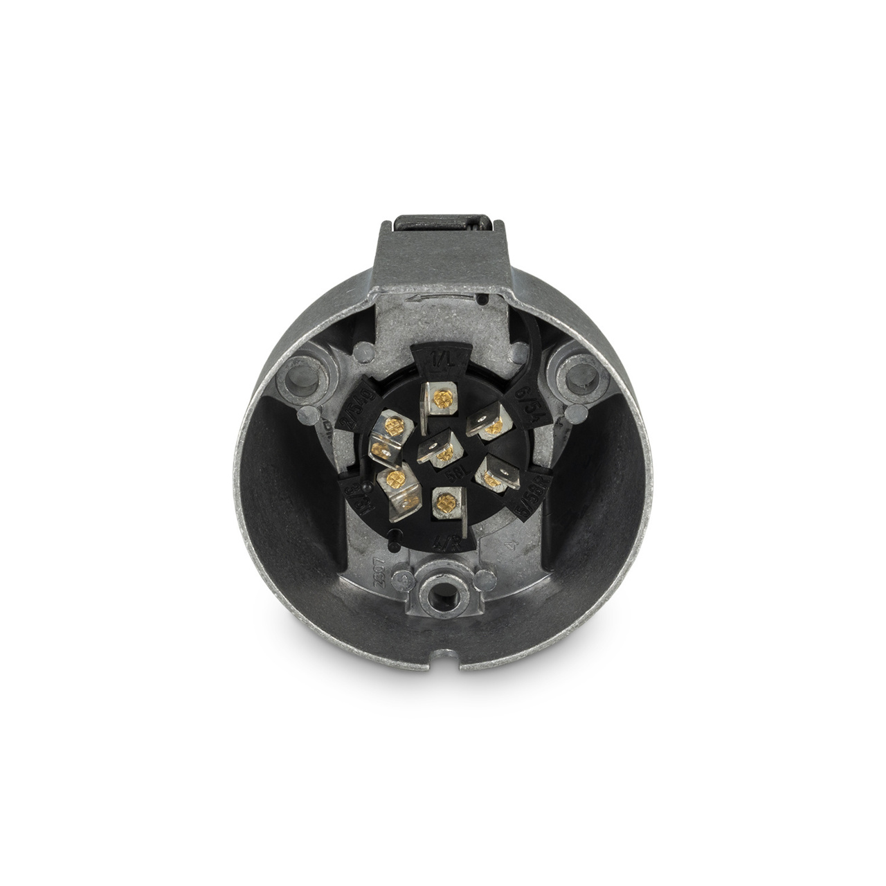 7-Pole 12V Aluminum Body Round Sockets - 00433700 Bottom JPG