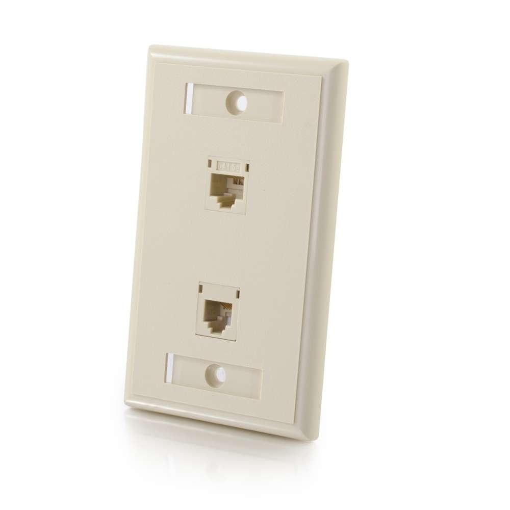 Cat5E RJ45 with Cat3 RJ12 Configured Single Gang Wall Plate