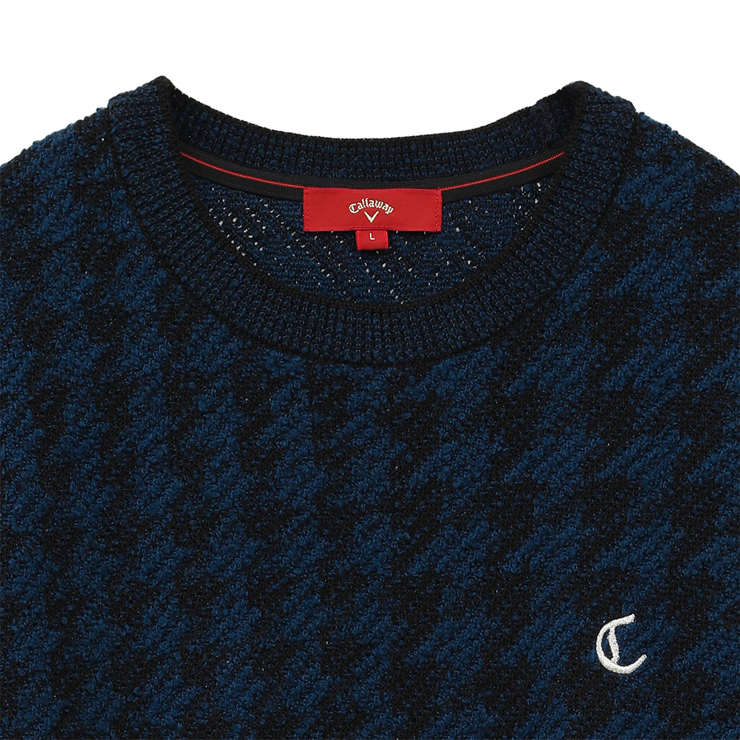 ツイードグレンチェッククルーネックニット (MENS)