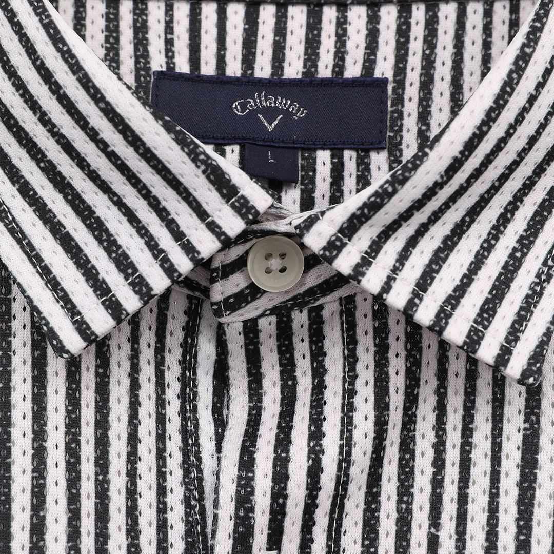 【Callaway 】かざあなメッシュ シャツ Callaway シャツ キャロウェイ かざあなメッシュストライプ