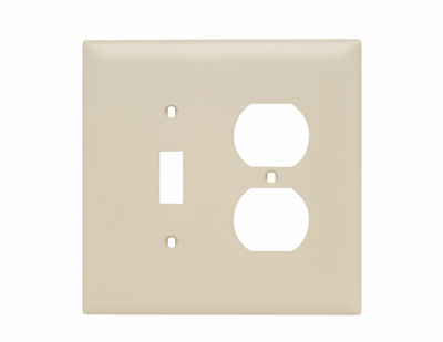 Combination Openings, 1 Toggle Switch and 1 Duplex Receptacle, Two Gang, Ivory