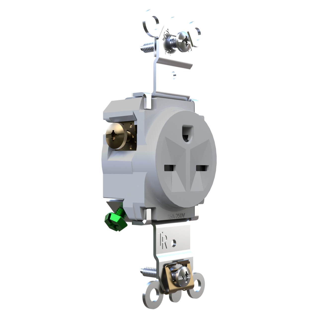 250V Weather Resistant Tamper Resistant Heavy Duty Spec Grade Single Receptacle 15A