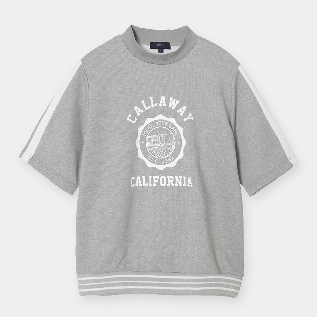 裏毛スウェット半袖ハイネックプルオーバー (WOMENS)