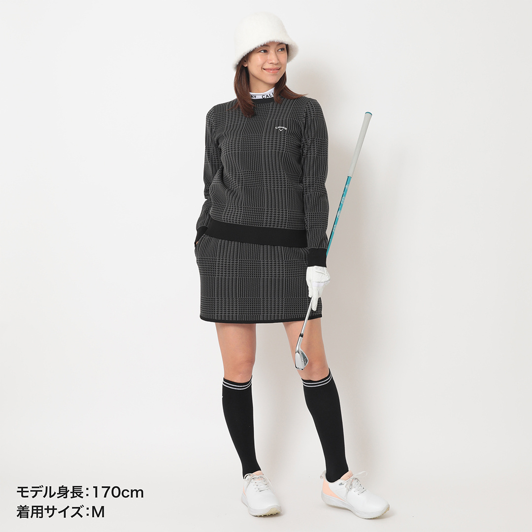 ポリエステルジャガードチェック柄ニット (WOMENS)