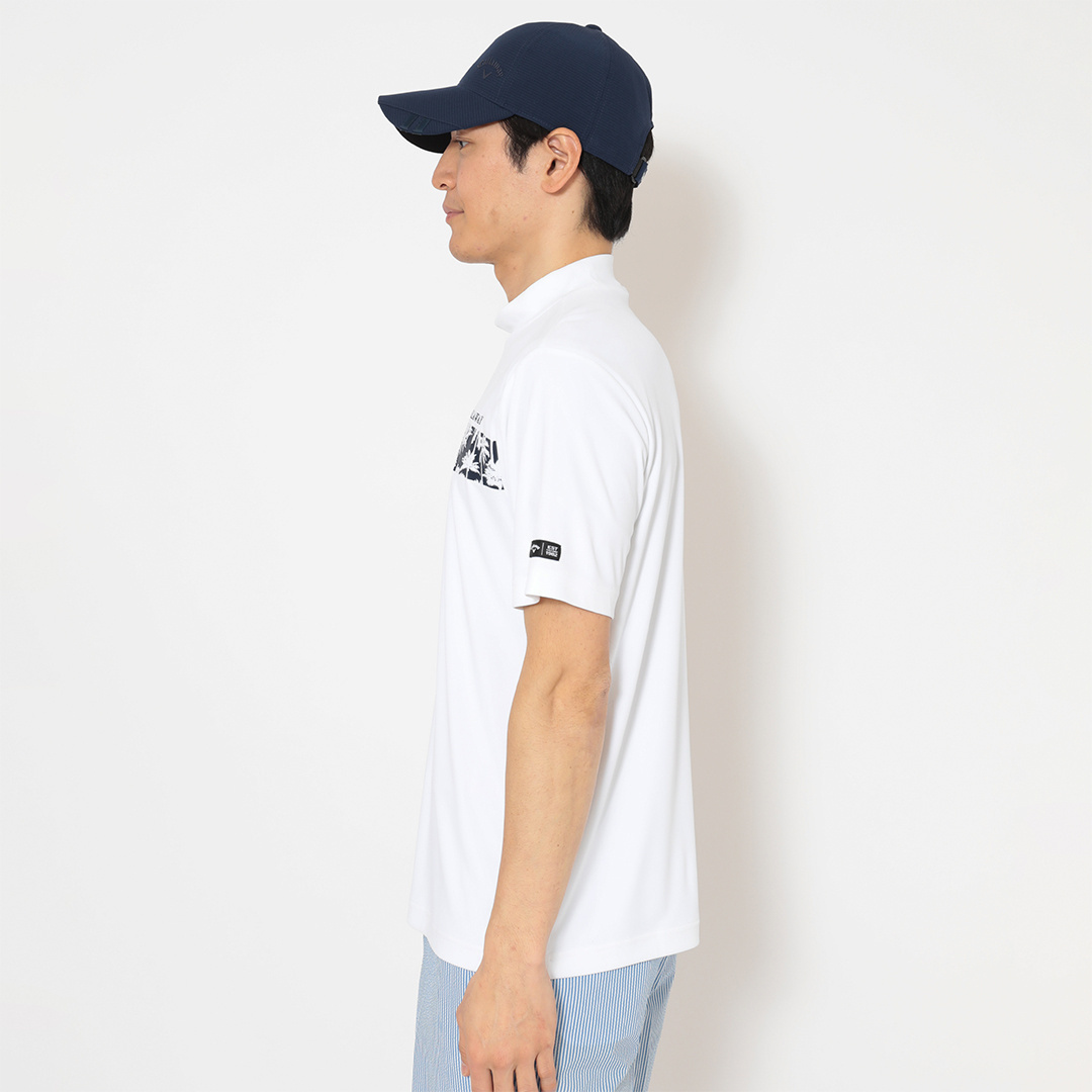 ポリエステルスムース半袖モックネックシャツ (MENS)