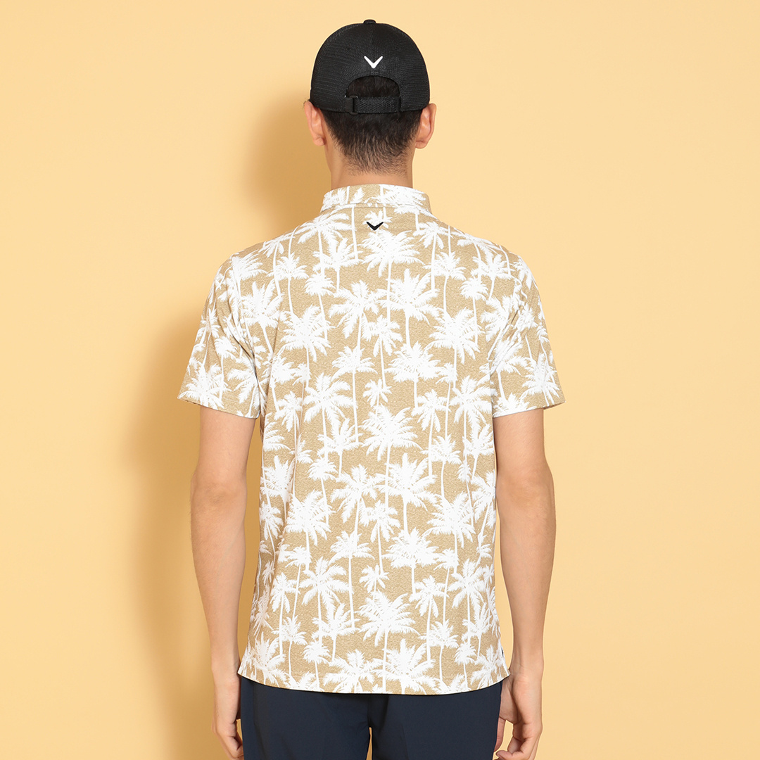 ポリエステルピケヤシ柄半袖シャツ (MENS)