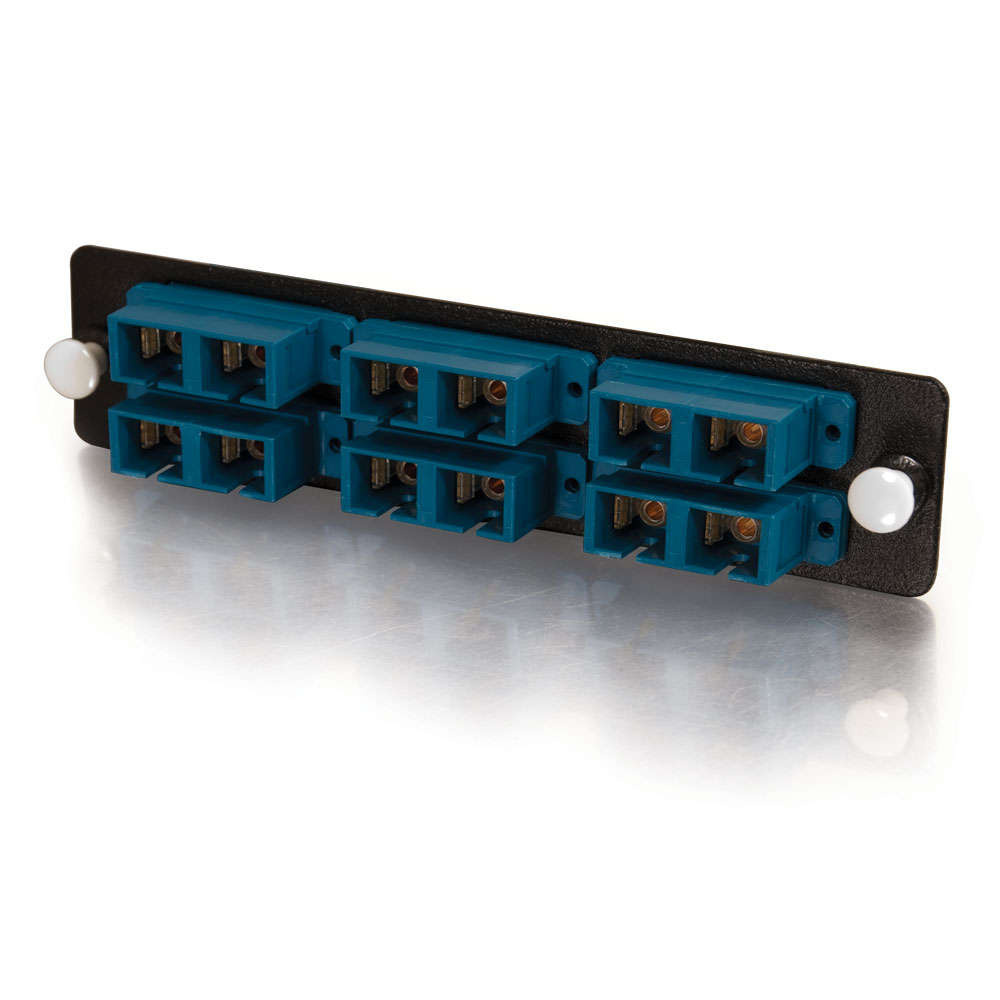 12-Strand, SC Duplex, Zirconia Insert, Single-Mode, Blue Adapter Panel