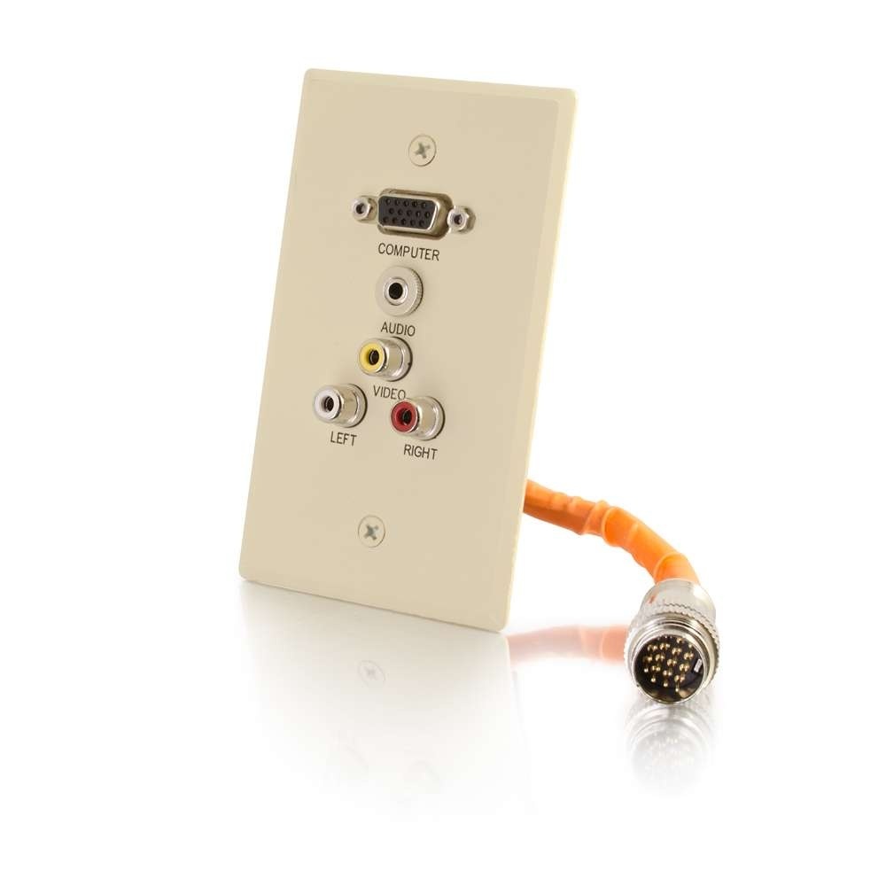 RapidRun® Single Gang Integrated VGA (HD15), 3.5mm, Composite Video, and Stereo Audio Wall Plate