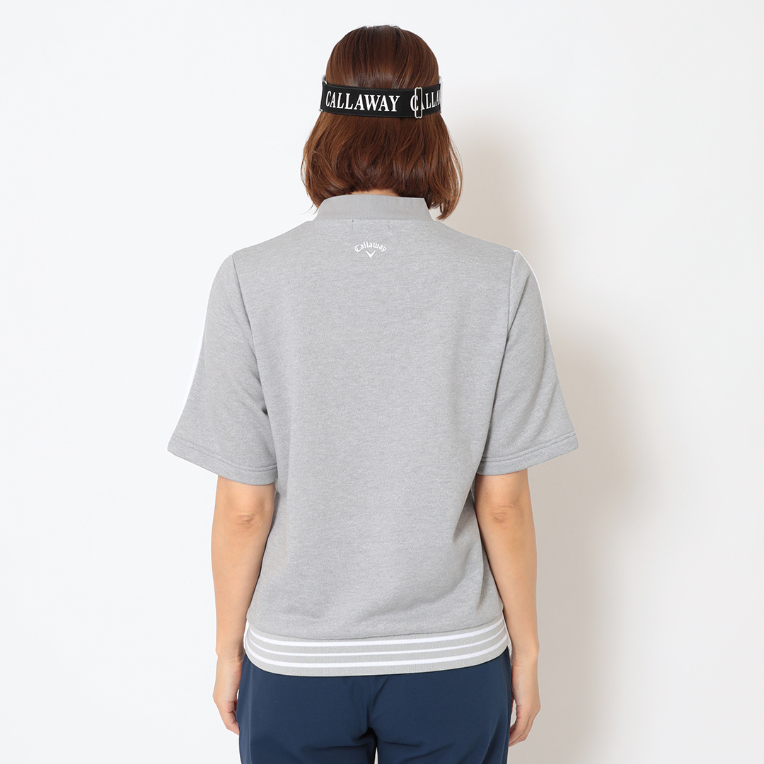 裏毛スウェット半袖ハイネックプルオーバー (WOMENS)