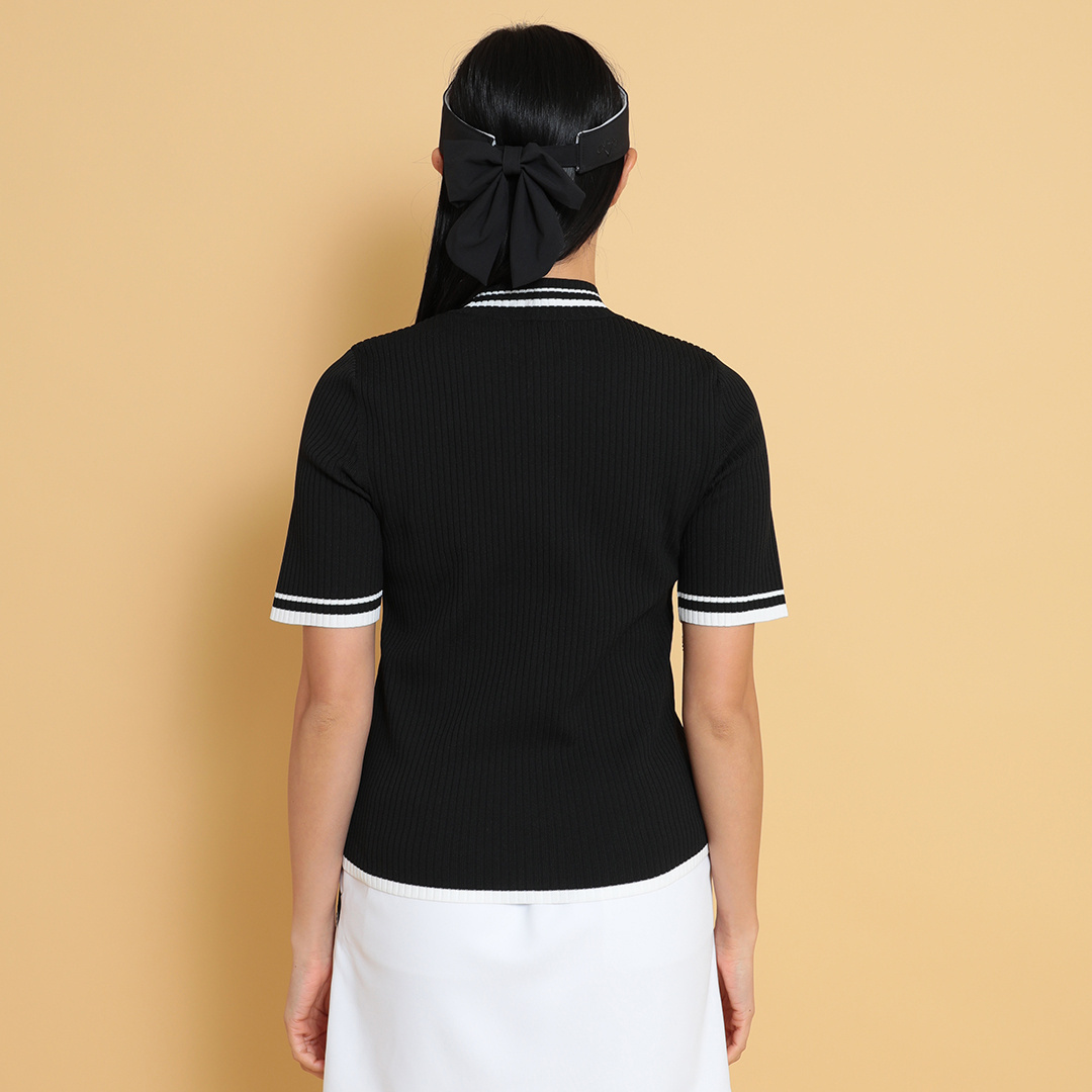 半袖モックネックリブニット (WOMENS)