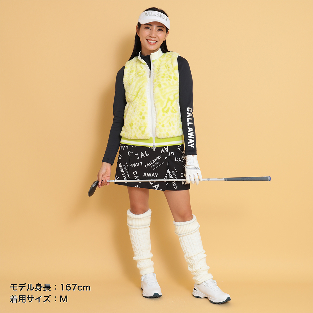 【そらまめこ】Callawayレディースレオパードプリントファーベスト レオパードプリントファーベスト (WOMENS)