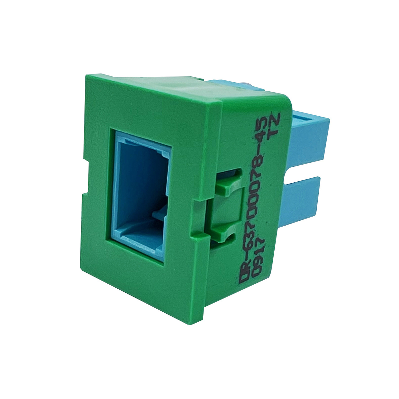 1-SC simplex teal adapter with green housing