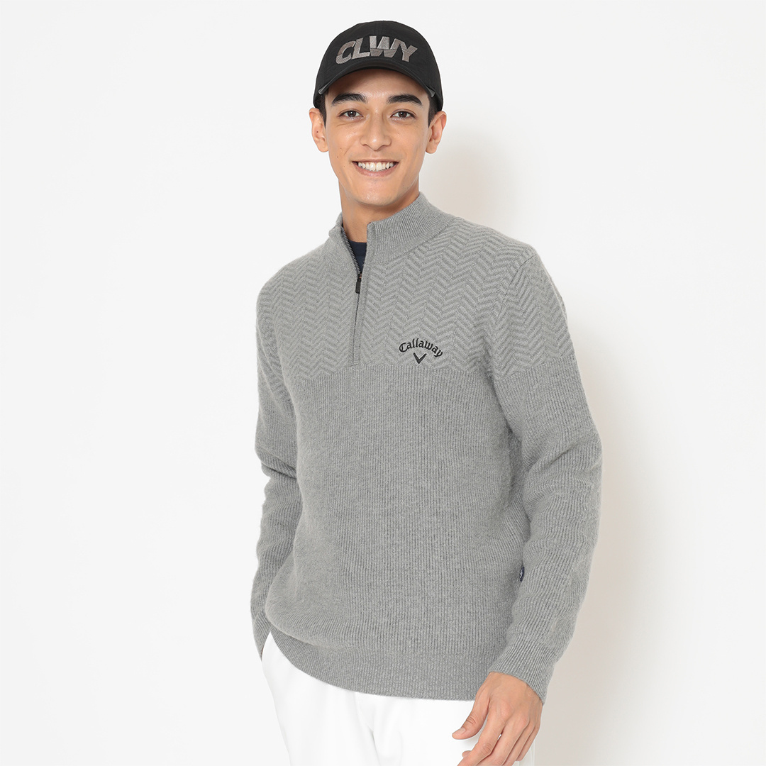 【状態良好】Callaway キャロウェイ ハーフジップ ボーダーセーター XL callaway ハーフジップニット ボーダー ゴルフウェア メンズXL ロゴ