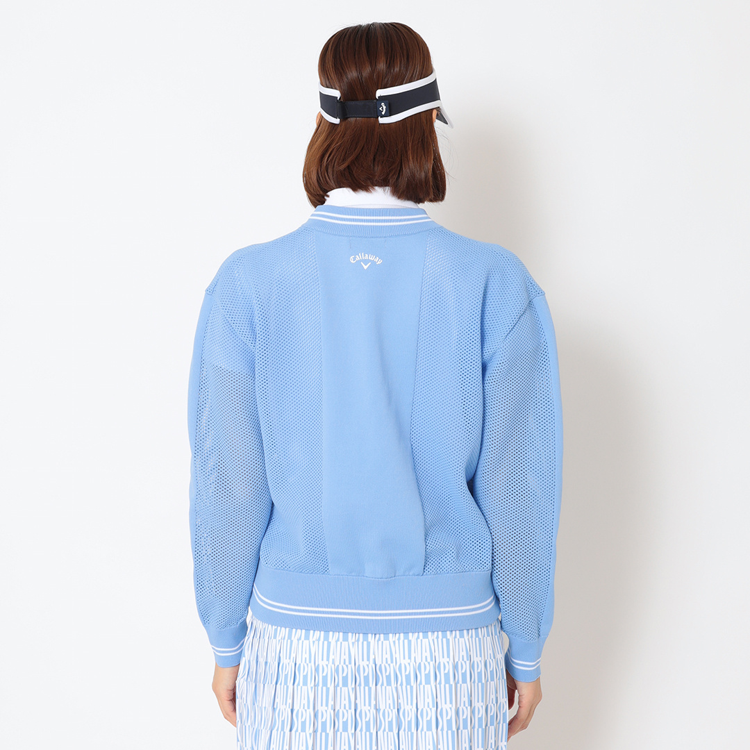 新品　ブリーフィング ゴルフ メッシュニット ブルゾン XL ブルー メッシュ編みフルジップニットブルゾン (WOMENS)