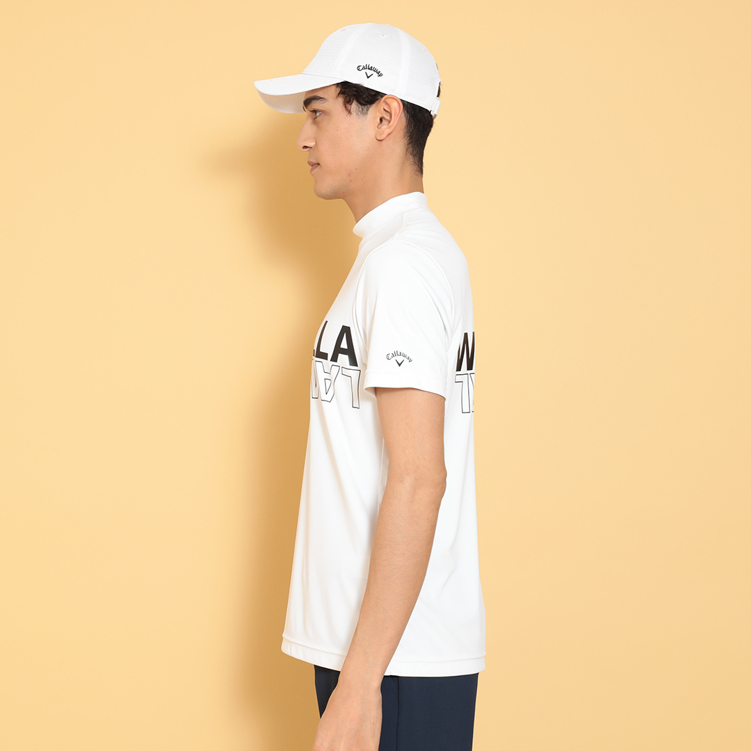 ポリエステルスムース半袖モックネックシャツ (MENS)