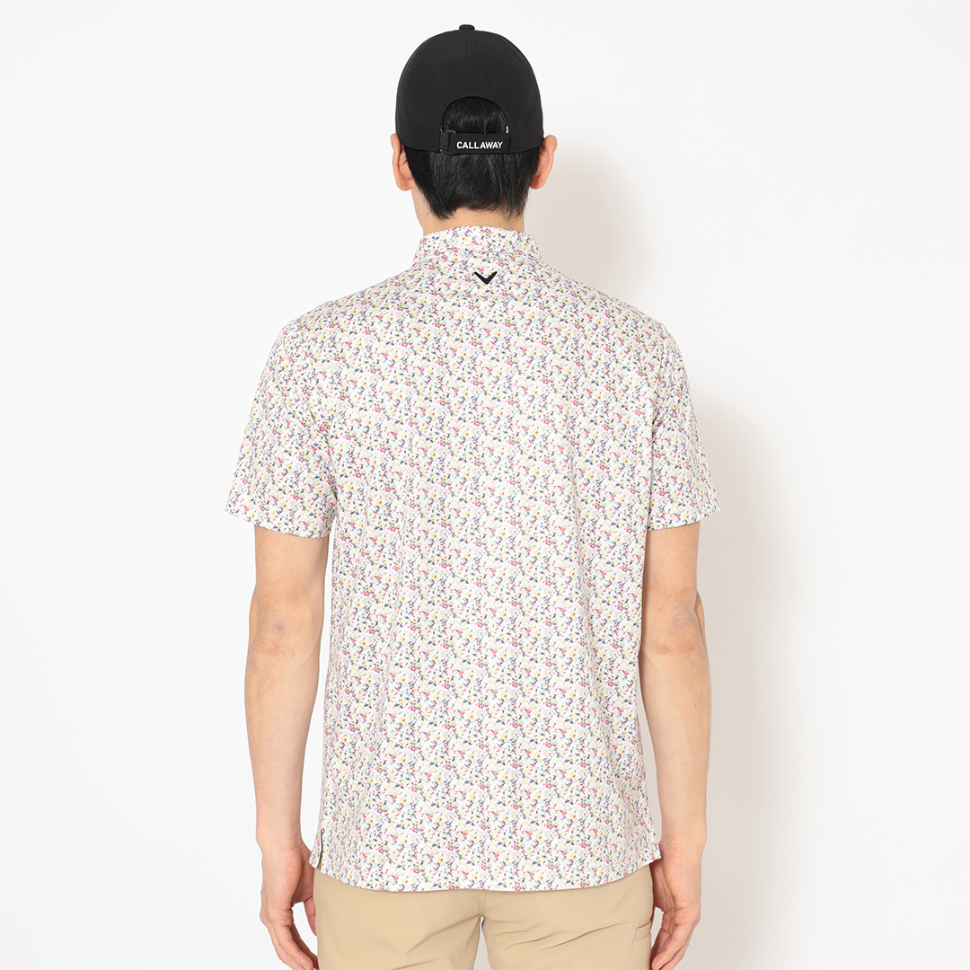 ハニカムメッシュ小花柄半袖シャツ (MENS)
