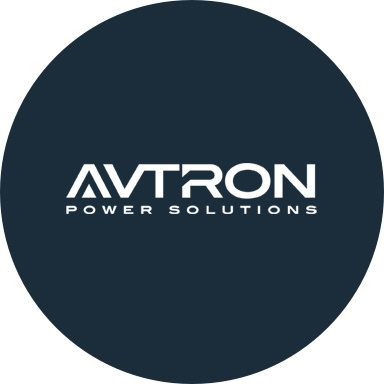 Avtron logo with navy blue background