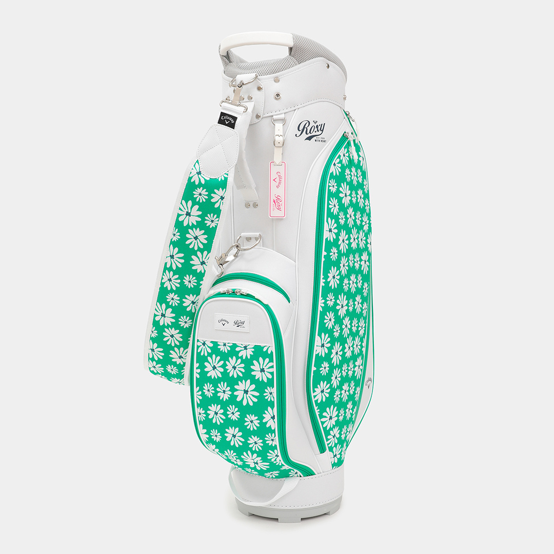TaylorMade ゴルフバッグ ホワイト/グリーン レディース 花刺繍 オンライン・直営店限定】ROXYコラボ/花柄カートゴルフバッグ (WOMENS)