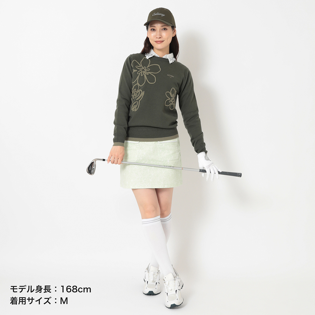 フラワーテープ刺繍クルーネックニット (WOMENS)