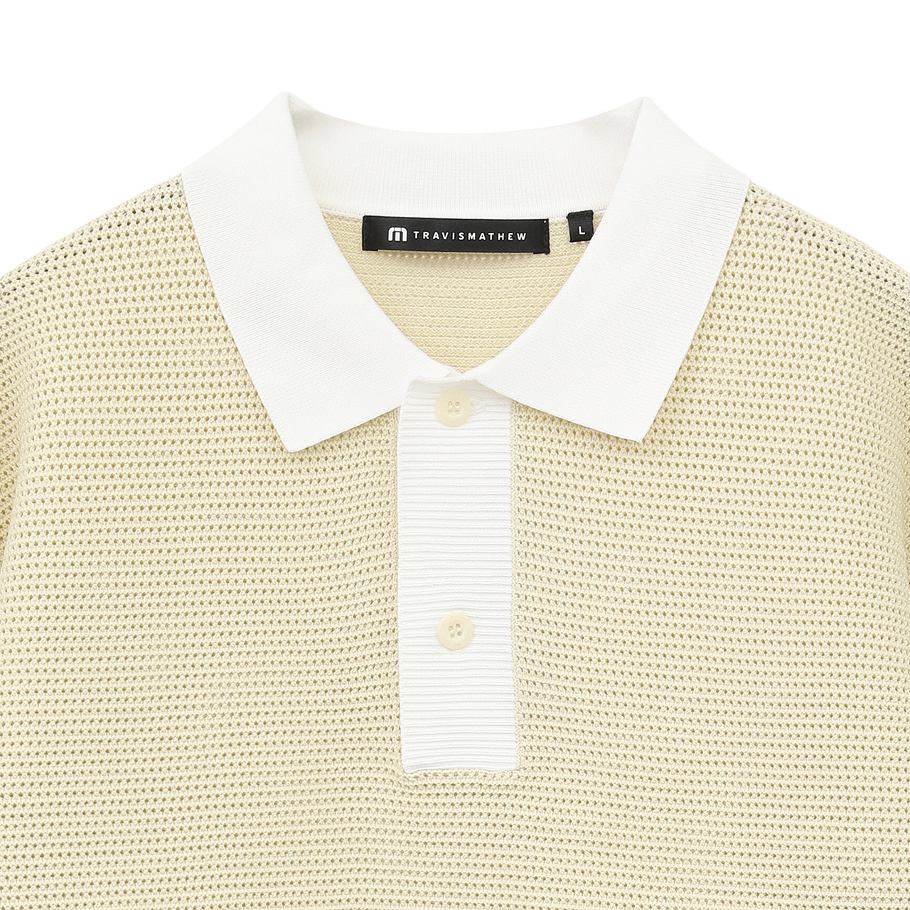 トラビスマシュー キャロウェイ Vネック ニットベスト ポロシャツ メンズM メッシュ編み 半袖 ニットポロ(MENS)