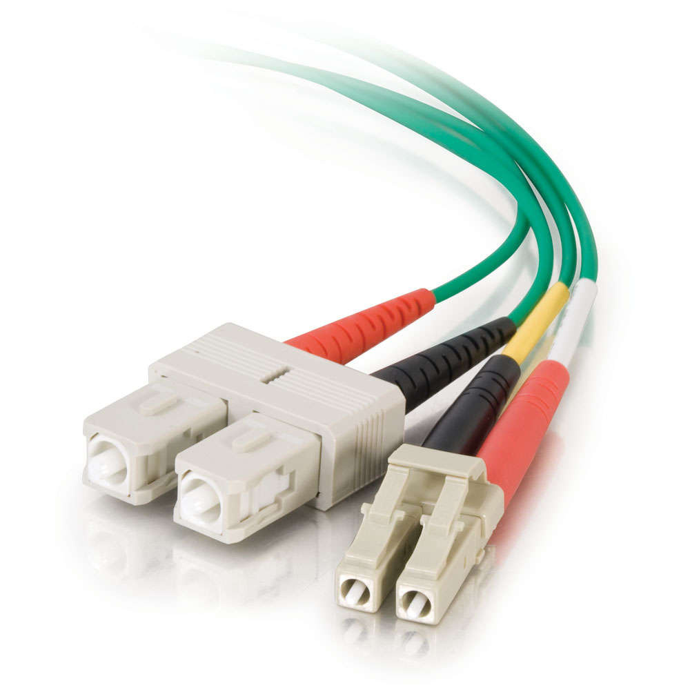 LC-SC 50/125 OM2 Duplex Multimode Fiber Optic Cable - Plenum CMP-Rated - Green