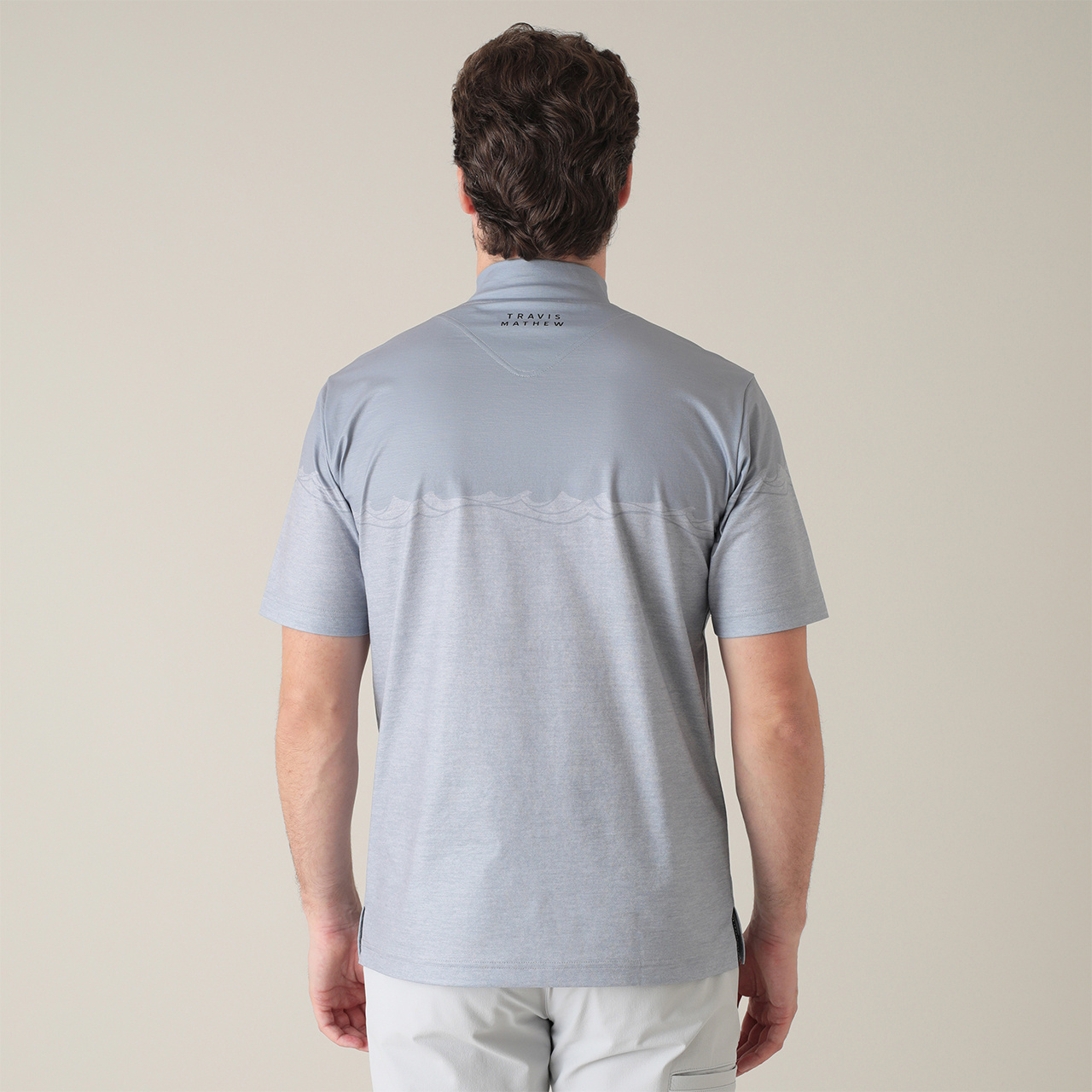 PGG◾️半袖モックネック◾️ グレー クオータージップ 半袖モックネック(MENS)