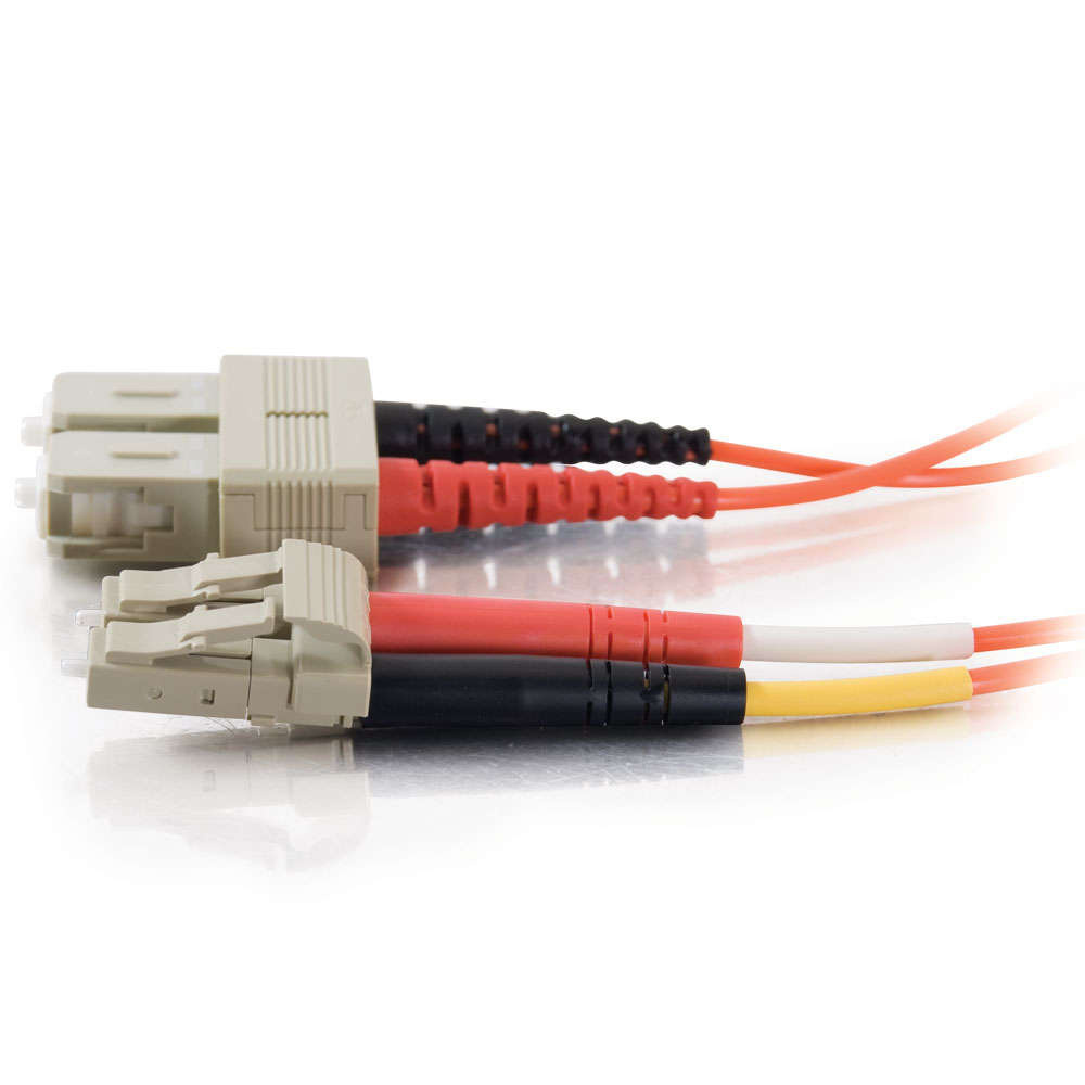 LC-SC 50/125 OM2 Duplex Multimode PVC Fiber Optic Cable (USA-Made) - Orange