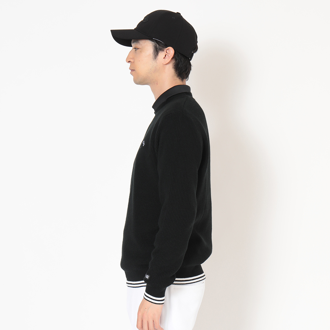 畦編みクルーネックアクリルニット (MENS)