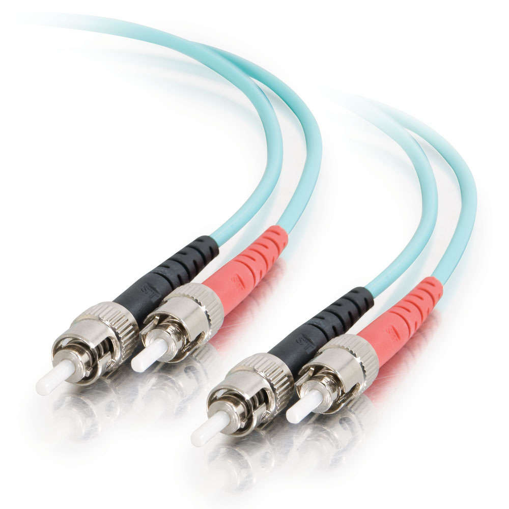 ST-ST 10Gb 50/125 OM3 Duplex Multimode Fiber Optic Cable - Plenum CMP-Rated - Aqua