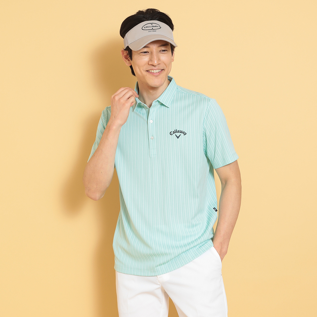 キャロウェイ メンズ ゴルフウェア ストライプジャカード 半袖 ポロシャツ C24134110 2024年春夏モデル M-3L キャロウェイ ストライプジャカード 半袖 ポロシャツ ゴルフウェア