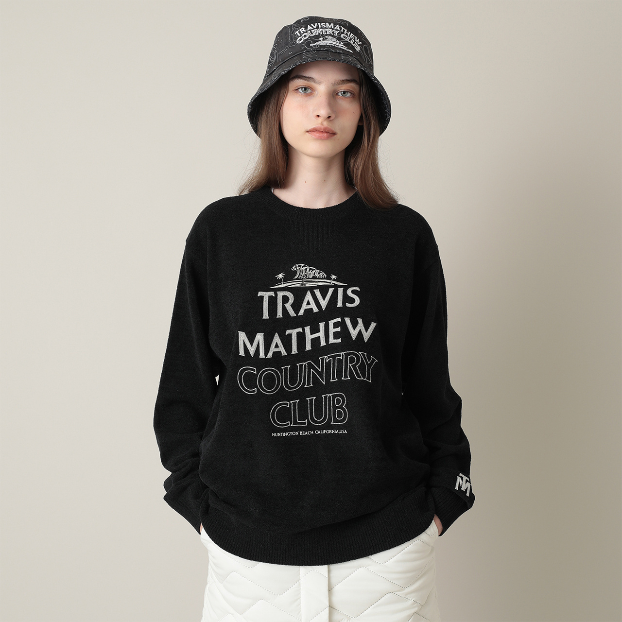 FR2GOLF ブラック クルーネックセーター モコモコ素材 クルーネック セーター(UNISEX)