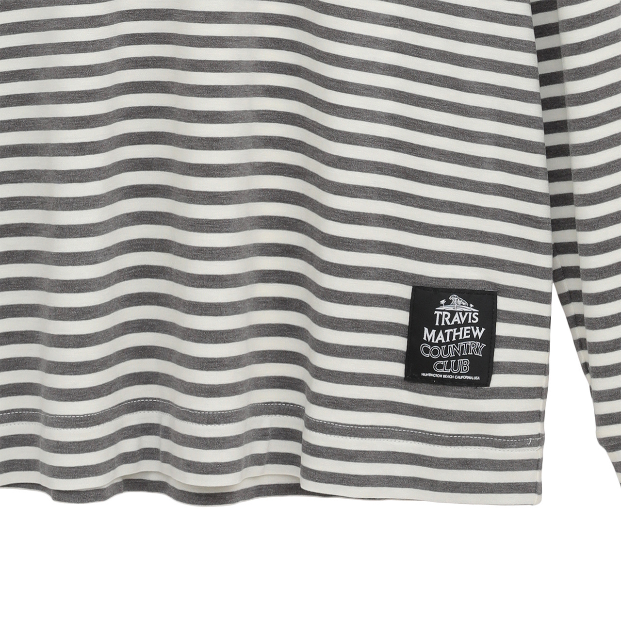 ソフトタッチ ストライプ 長袖 モックネック(MENS)